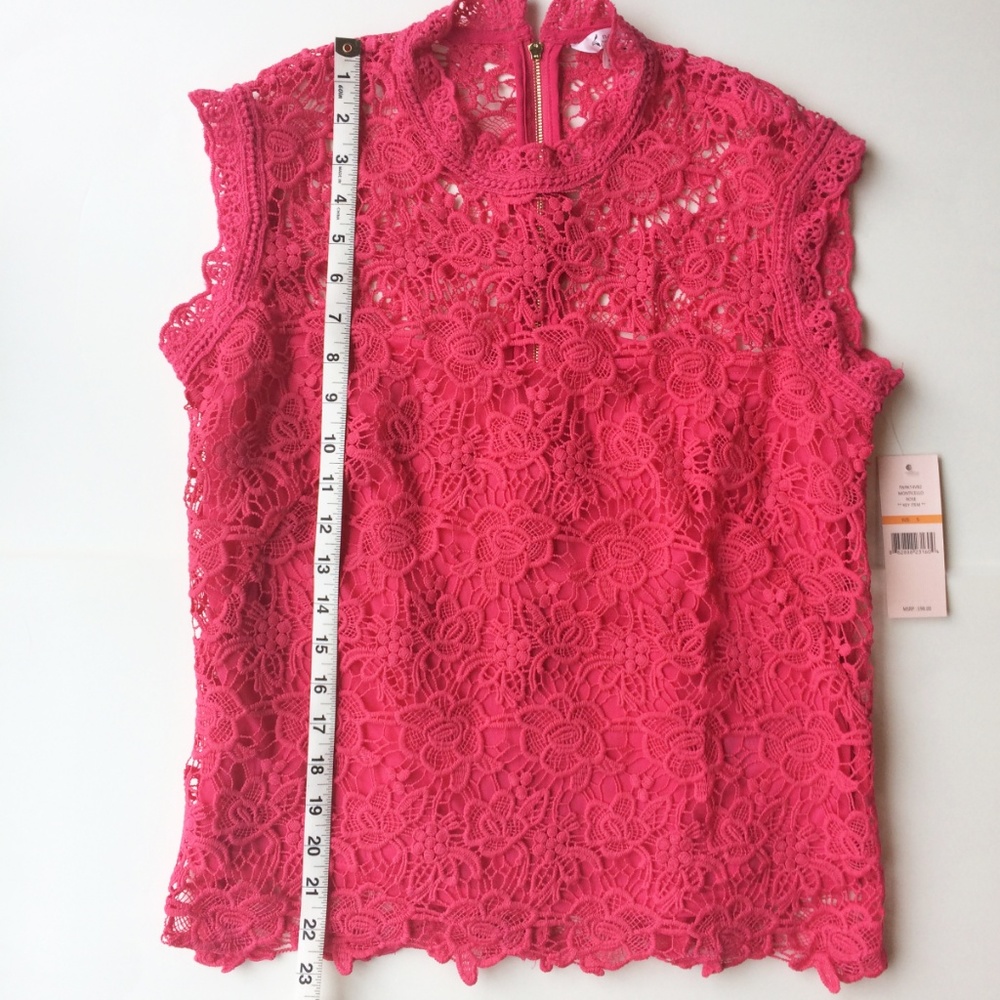 Nanette Lepore Sleeveless Lace Top Bright Pink NWT - Picture 4 of 7